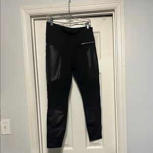 Black Moto Leggings with Faux Leather Panels